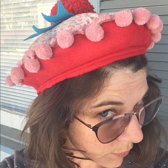 Handmade “Strawberry Cheesecake” costume felt tam - Picture 3 of 4